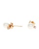 Pearl with Diamond Accent Stud Earrings in Yellow Gold